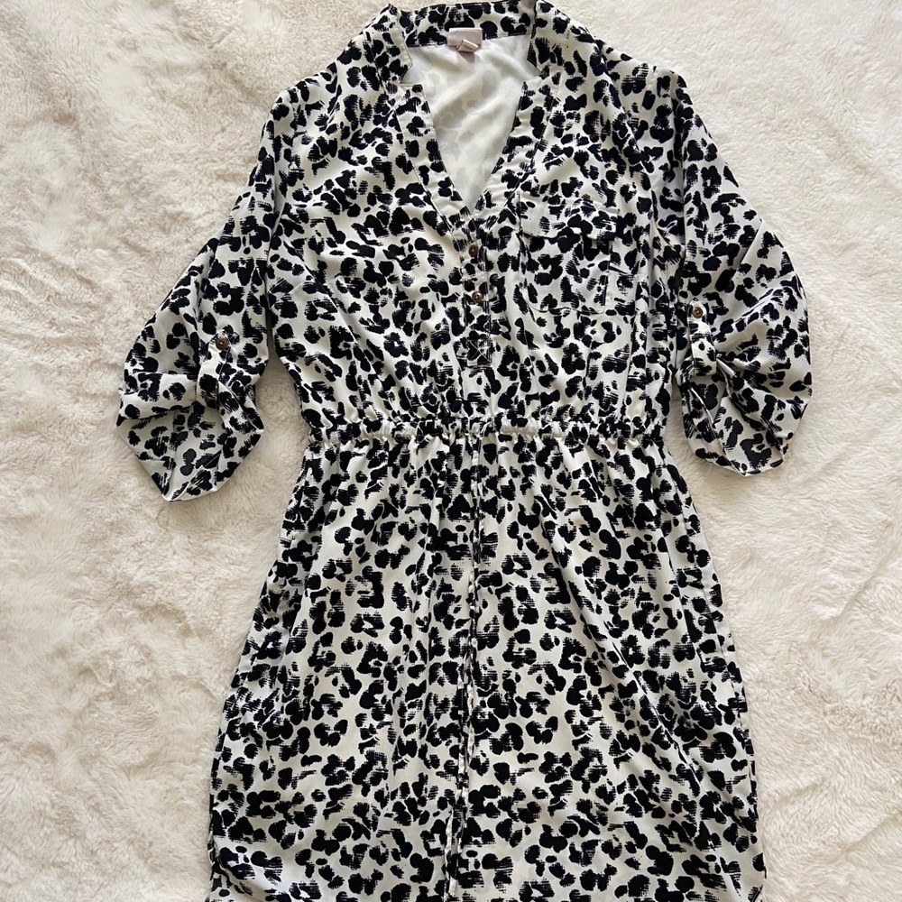 Black and White Leopard A-line Dress